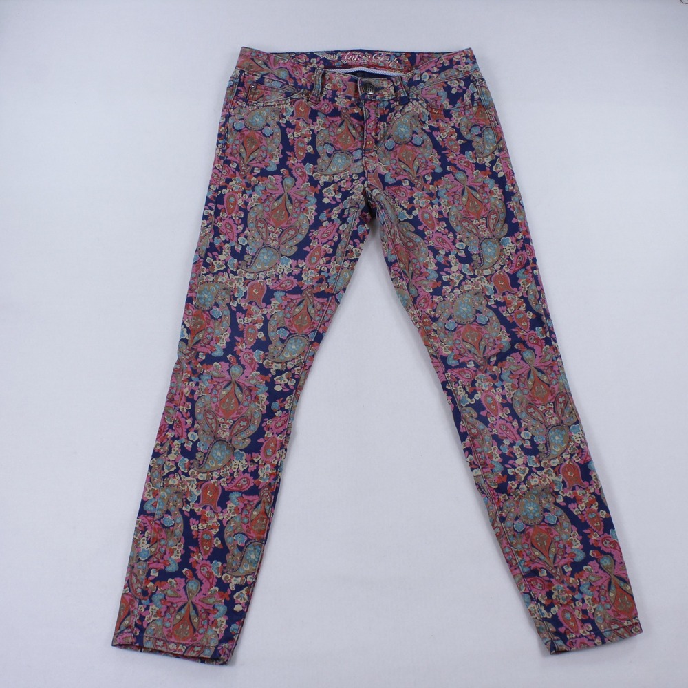 Tommy Hilfiger Skinny Ankle Pants Womens Size 2 Multi Color Paisley Floral Blue